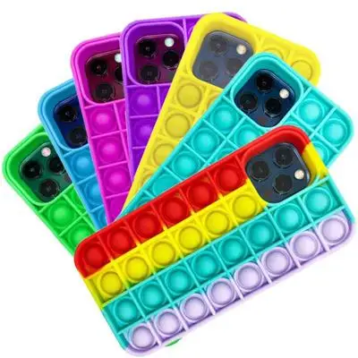 
Sensory Relief Stress Bubble Push Pop Up Its Fidget Toy Popping Case Soft Shockproof Silicone Cover For Iphone 12 Pro Max 