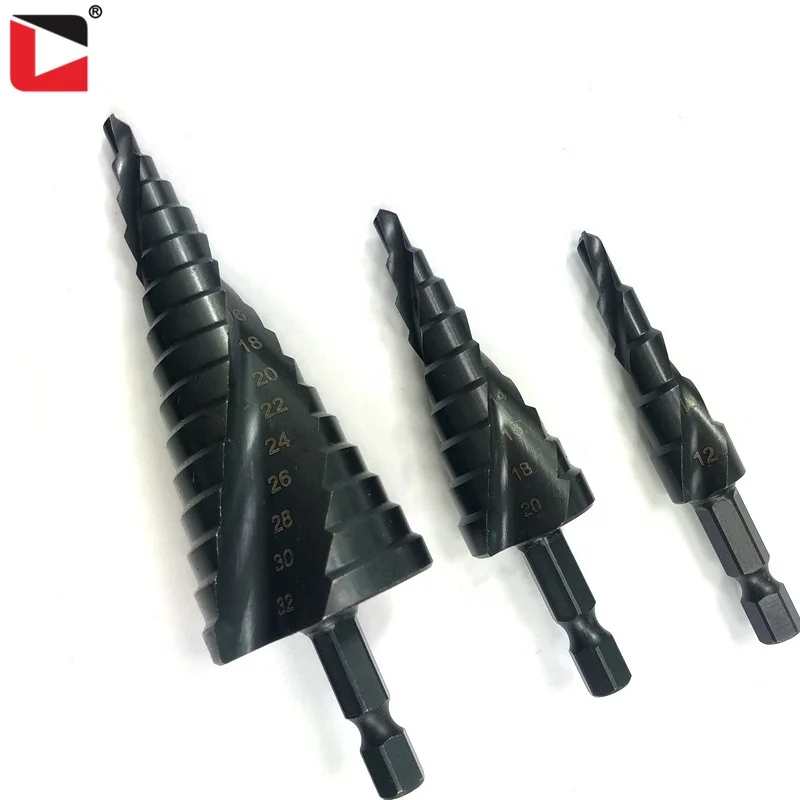 China hss black oxide step drill bit set for wood