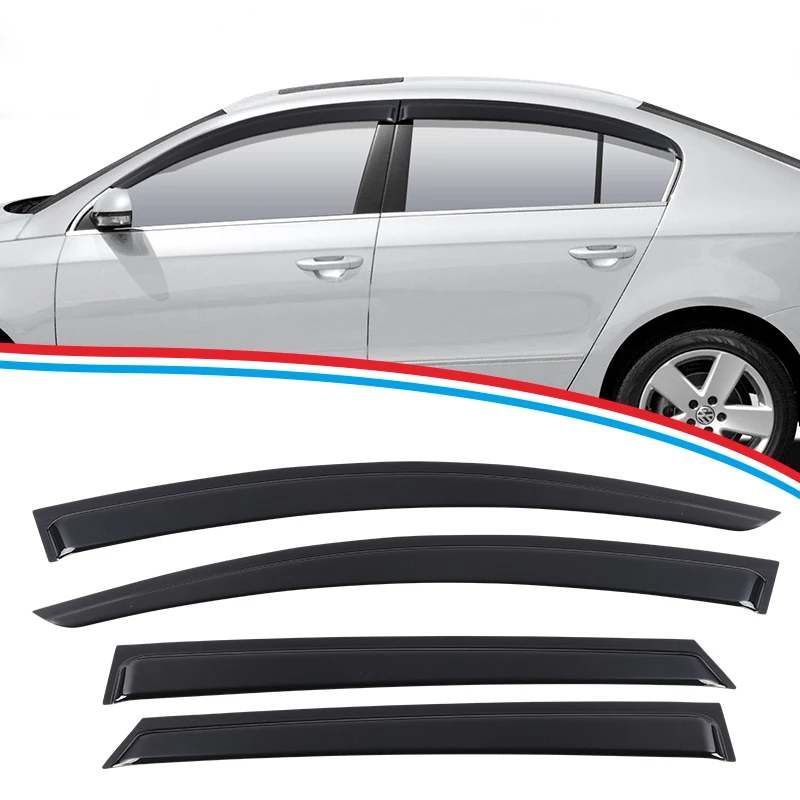 car accessories  chrome in channel window deflectors car door sun visor shield window visor wide kit for volkswagen passat b6