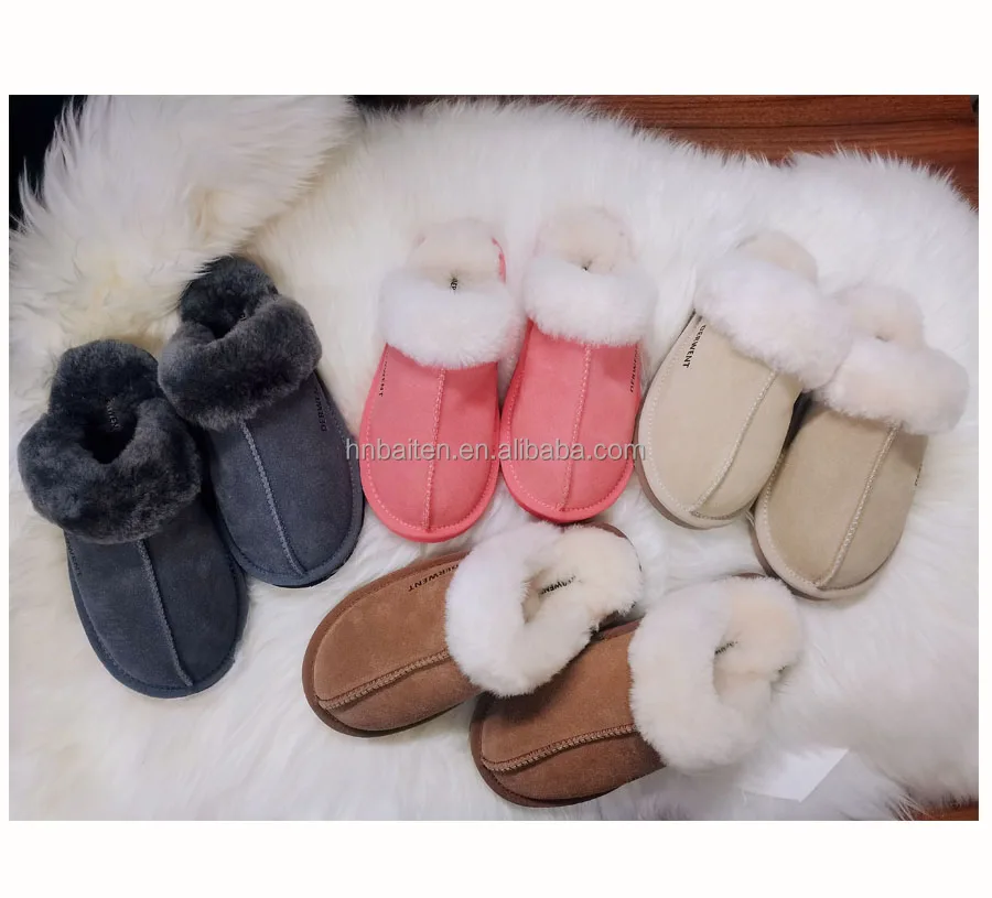 Winter Customized Sheepskin Slippers House Indoor Home Slippers for Women Slippers Women Home