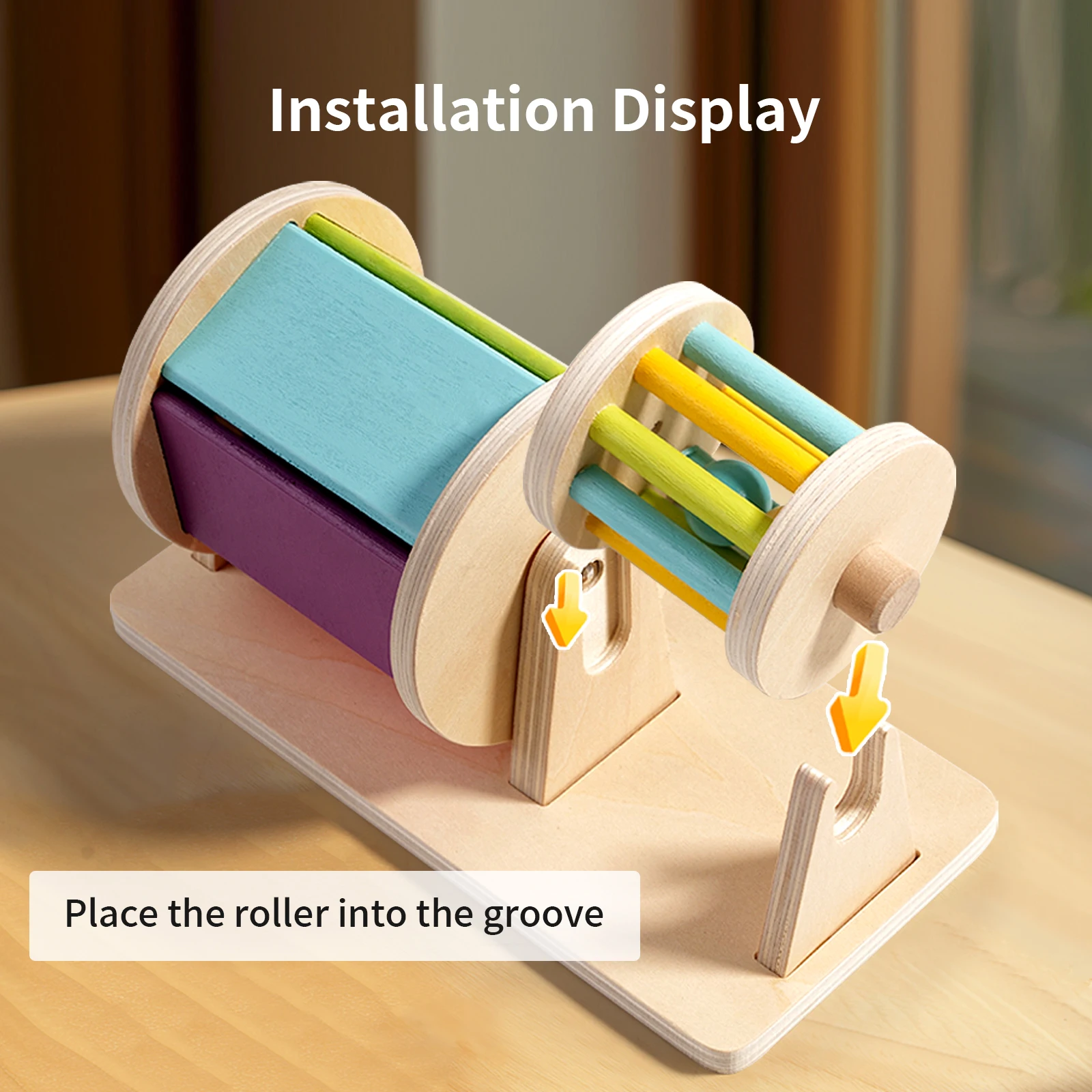 Wholesale Montessori Textile Drum Toy Unisex Wooden Early Educational Color Cognitive Game toy for children