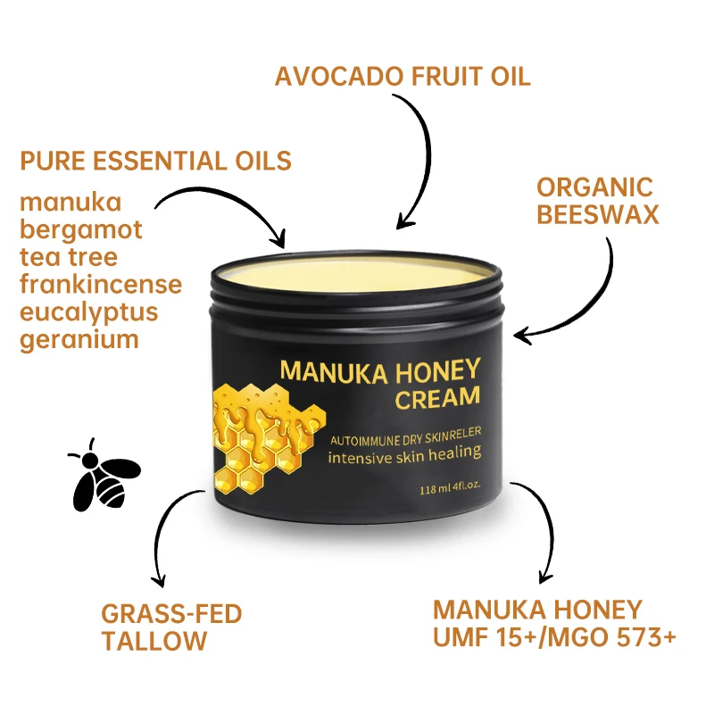 Custom Skin Care Eczema Moisturizer cream Soothing Irritated Skin Eczema Relief Anti Itch Manuka Honey Cream