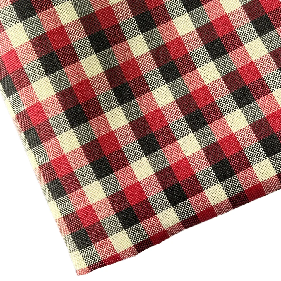 Factory Wholesale 100% Polyester Yarn Dyed Fabric Black Red Yellow Plaid Pattern Bags Table Cloth Soft Woven Textiles Home