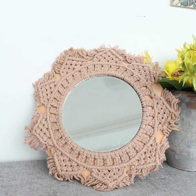 Круглое плетеное настенное висячее зеркало с бахромой в стиле бохо, шикарное домашнее украшение, античное зеркало