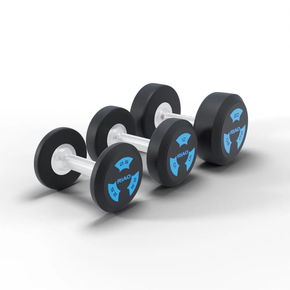 High Quality Wholesale Free Weights kg lbs Manufacturer PU Round Head Dumbbell Gym Dumbbells