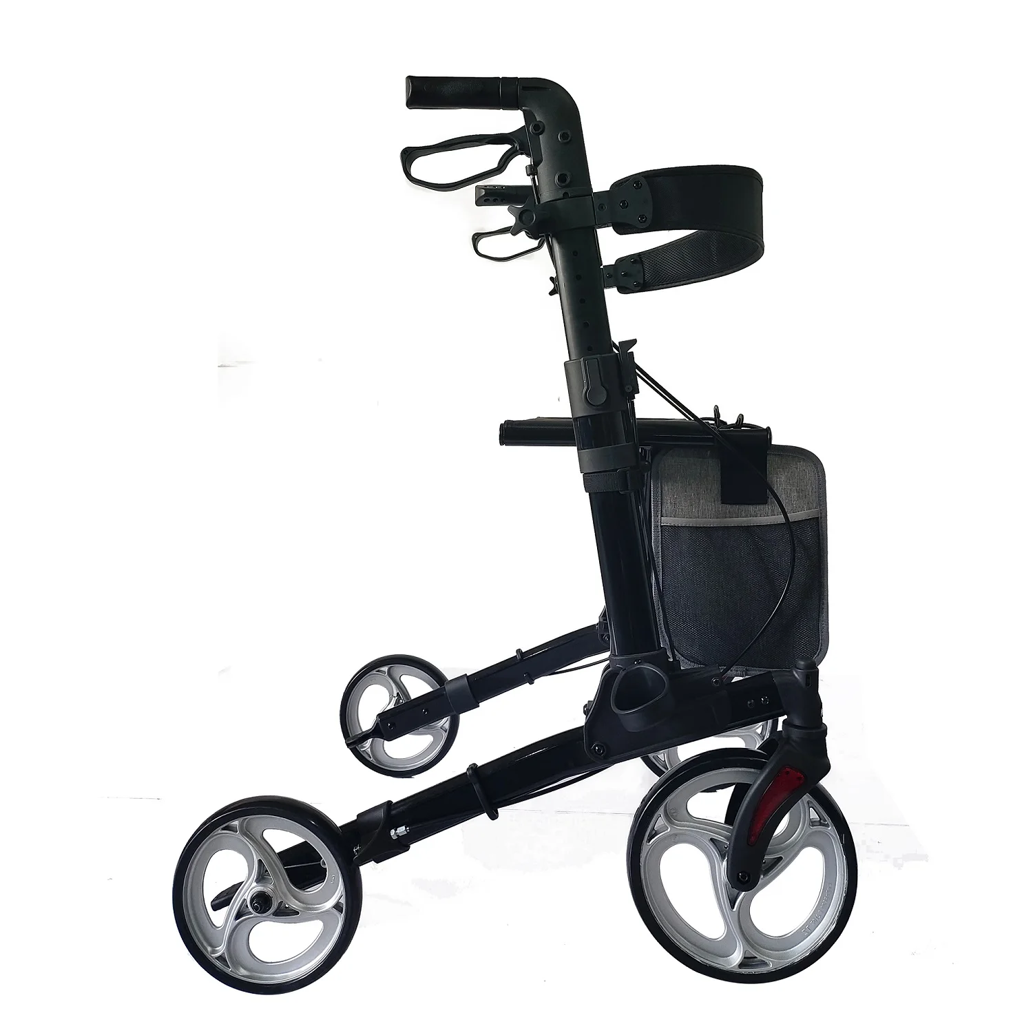 Foldable Light Weight 4 Wheels Walkers Mesh Seat Removable Backrest Rollator Walker For Elderly People And Disabled People