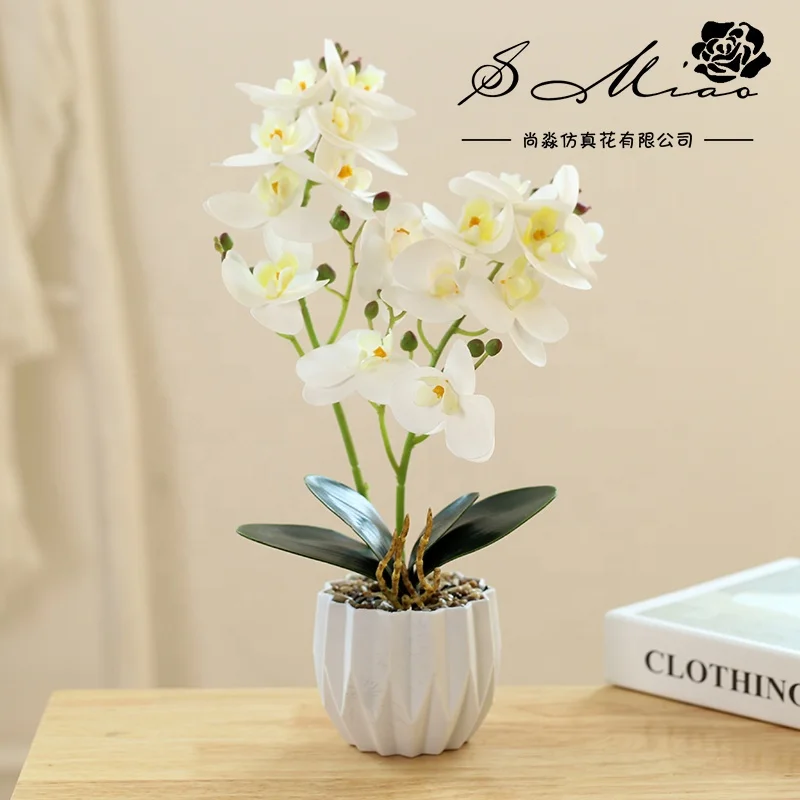 High quality artificial orchids and plastic pot bonsai 3D printed decoration