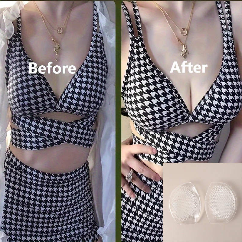Double Sided Self Adhesive Sticky Silicone Chest moon shape Boom Pads Silicone Bra Reusable Bra Insert Pads Adjustable Foam