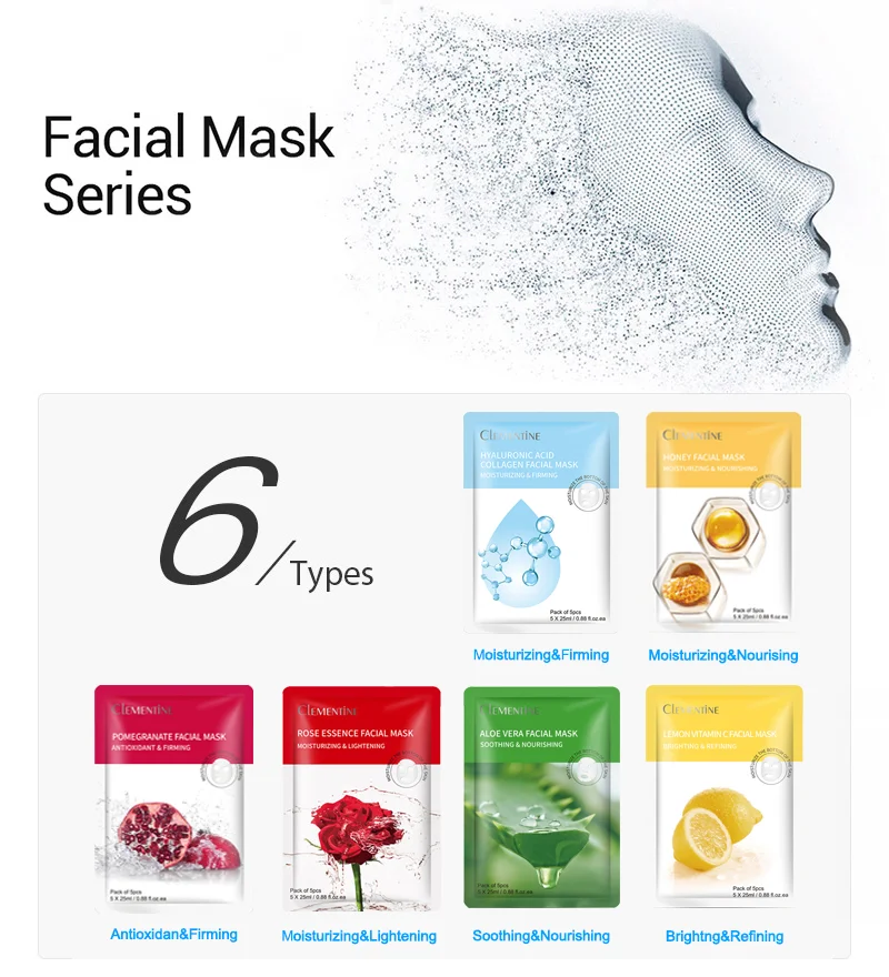 Private Label OEM Korea Anti Wrinkle Moisturizing Facemask Cosmetic Plant Extractions Whitening Rose Facial Mask Sheet Skin Care