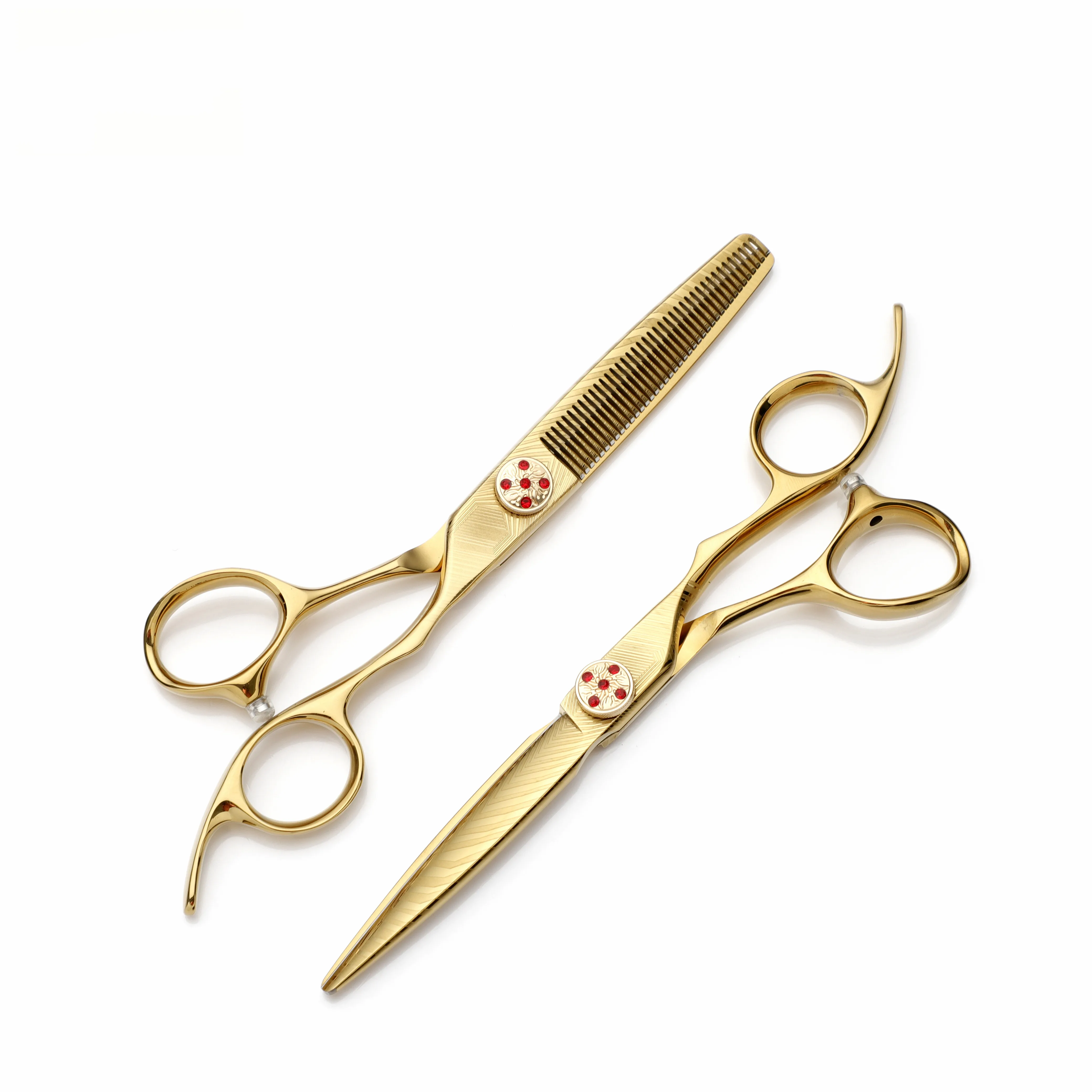 Professional Hair Cutting Scissors Set 6' Rose Gold Carven Scissors Kit