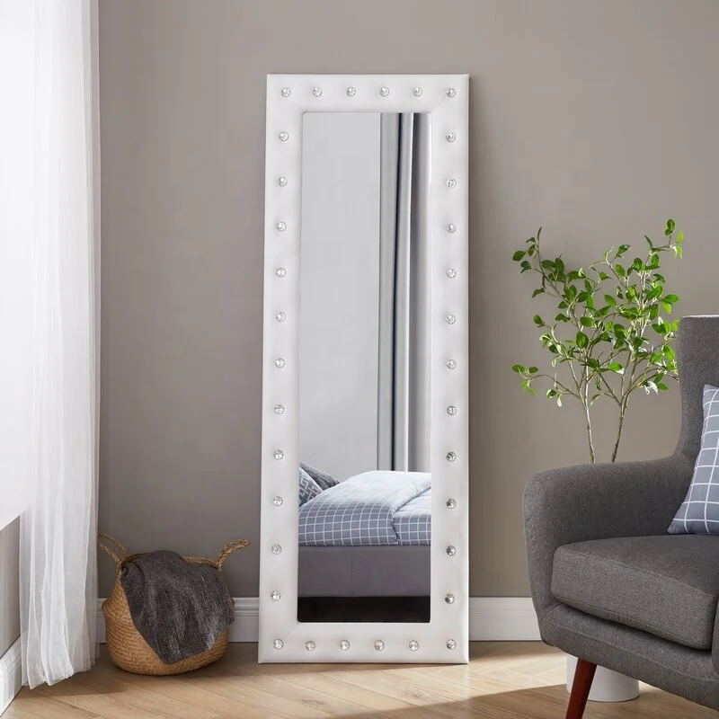 Luxury PU mirror antique standing mirror frame with PU Furniture for Home decorative oversized mirror for wall espejos