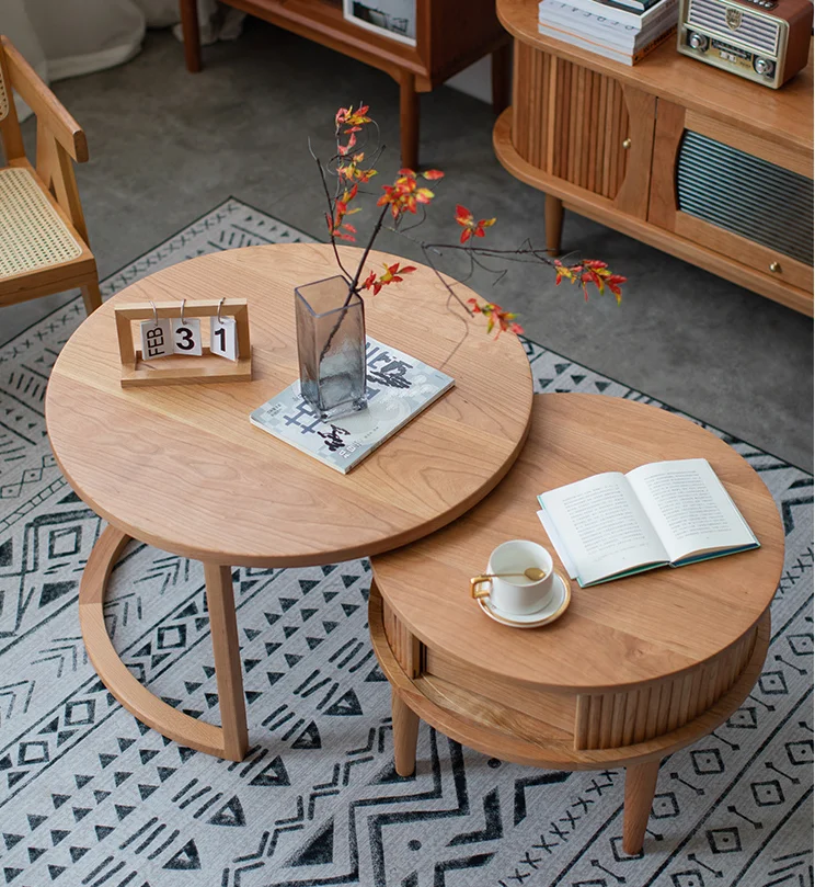 Coffee Table Design End Corner Center Small Tray Nordic Living Room Furniture Side Round Wooden Sets Modern Coffee Tables