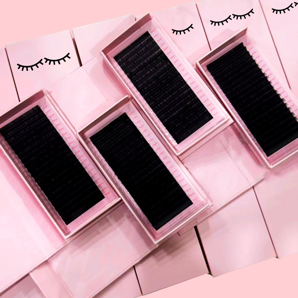 2023 New Product Private Label Lash Extension Supplies 7-25mm Soft Matte Black Individual Cashmere Eyelash Extension Lash Trays