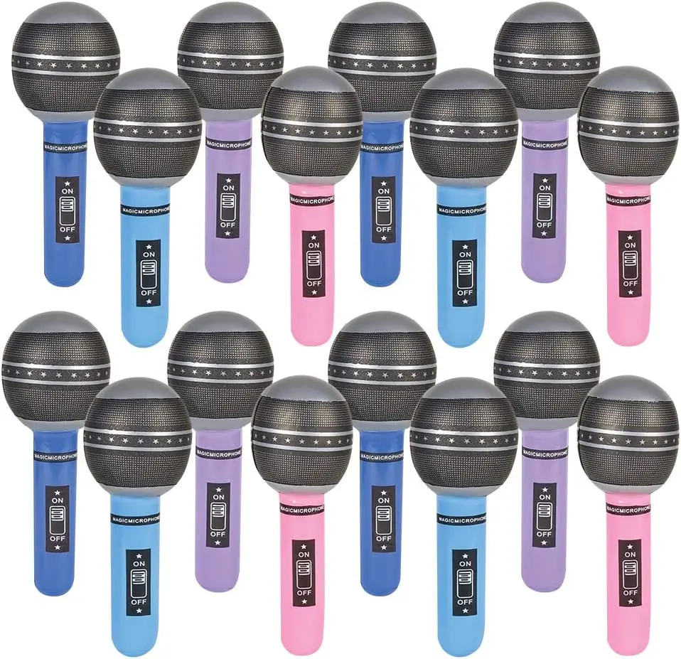 Inflatable Microphones Pretend Play Microphone Inflates, Durable Water Pool Toys in Assorted Colors, Fun Birthday Party Favors