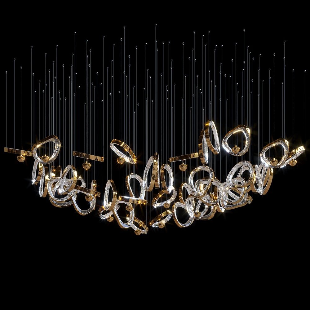 Hotel Hanging Large Long Living Room Wedding Led Modern Ceiling Crystal Luxury Chandelier Pendant Light