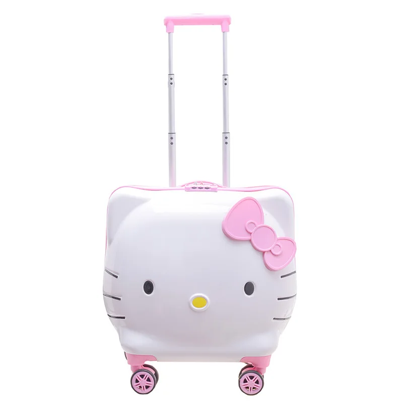 HL New Sanrioed Girls Kt Cat Universal Wheel Trolley Cartoon Suitcase Travel Portable Boarding Case Kids Riding Case