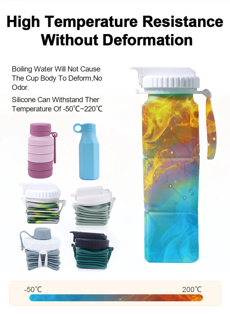 Factory Bulk Travel Outdoors Collapsible Foldable Liquid Water Bottle Silicone Custom Branded Leak Proof Silicone Sport Bottles