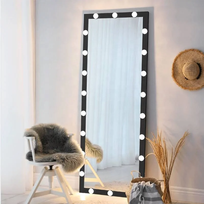 Docarelife Dressing Room Modern Hollywood Vanity Floor Mirror Lighted Full Body Mirror With Wireless Speaker