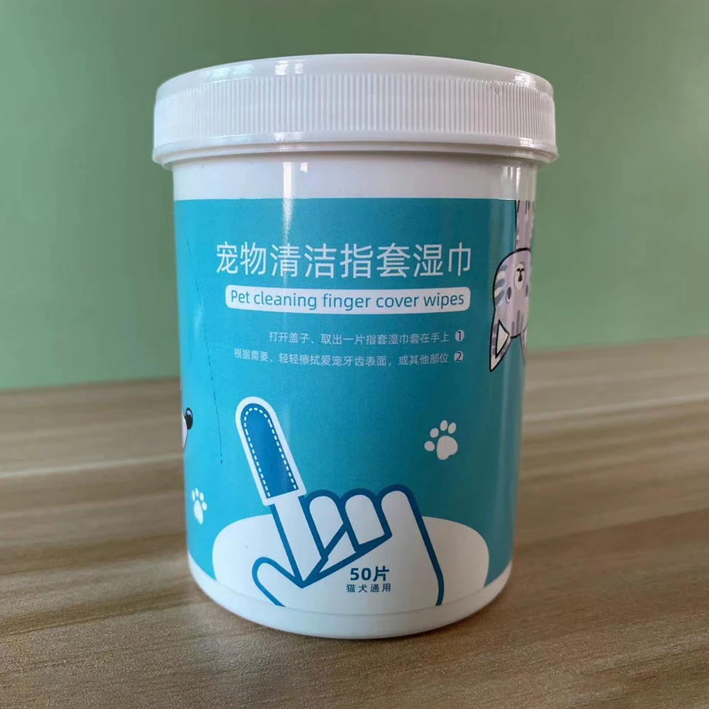 Manufacturer Direct Custom Pet Dental Care whitening Safe Non-toxic Eyes Ears Teeth Cleaning pet Finger Wipes for Dogs and Cats
