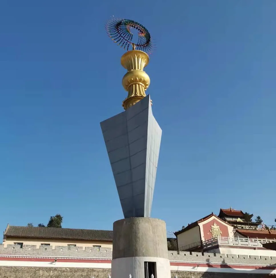 high quantity modern wonder abstract metal custom LED lighting wind kinetic sculpture for park