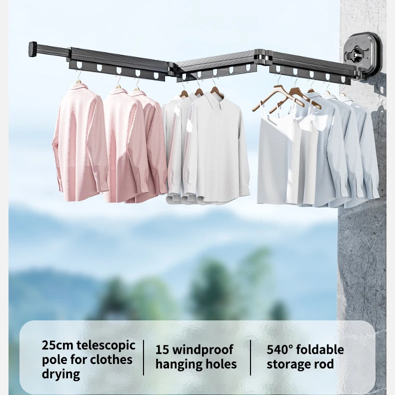 Competitively Priced Retractable Folding Clothes Drying Rack with Suction Cup  for Bathroom and Living Room