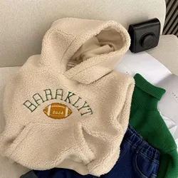 Winter Kids Hoodies Fur Lining Girls Sweatshirts children boys sherpa fleece embroidery hoodie Girs Hooded jacket