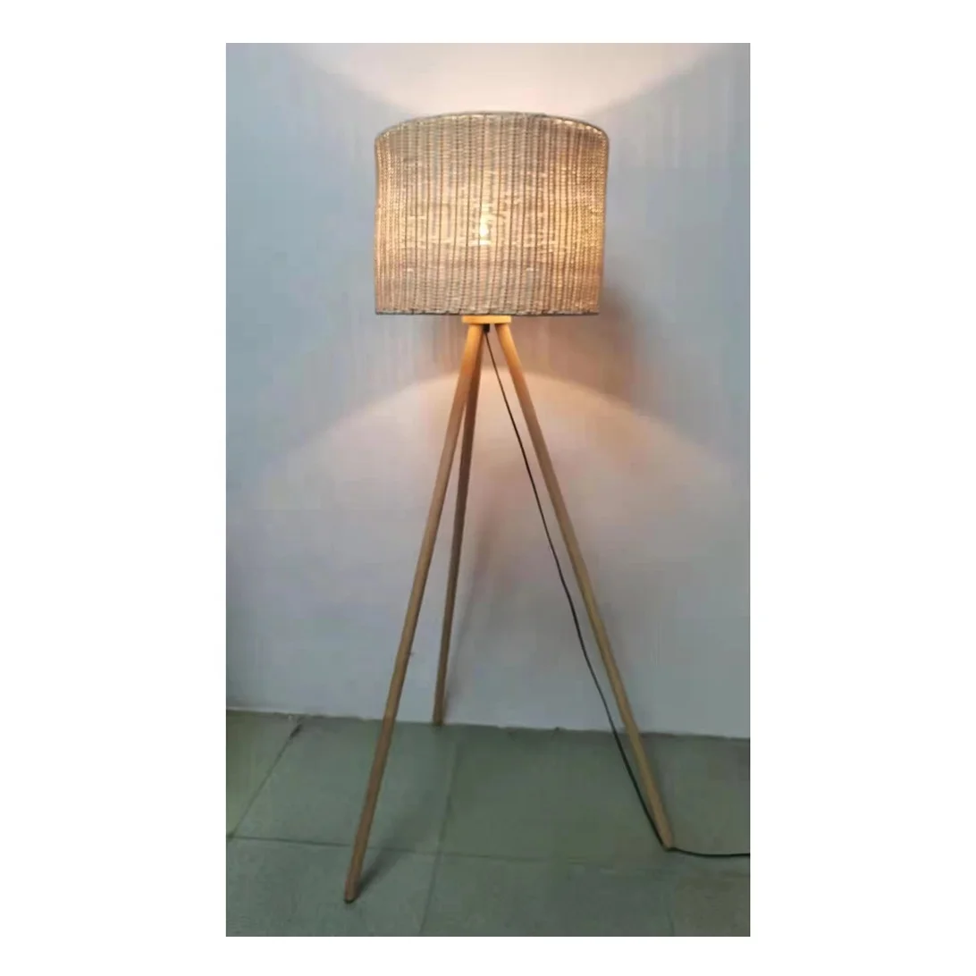 Natural Woven Rattan Shade Table Lamp Hand Woven Rattan Lampshade Desk Lamp  for Home Decoration