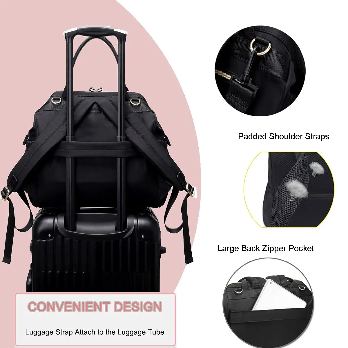 Custom Large Capacity Diaper Bag tote Nylon 3 Ways Travel Backpack and Should bag with Anti-theft Pockets