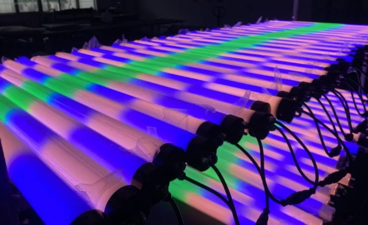 DMX Digital 360 Degree Lighting Tube 40mm Diameter 1M 2M Vertical RGB LED Stage Light 3D Tube Pixel Tube for Nightclub/DJ