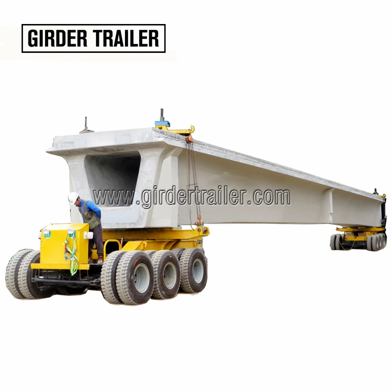 120tons capacity 4 axles T section long beam bridge transporting hydraulic dolly girder transporter semi trailer for sale