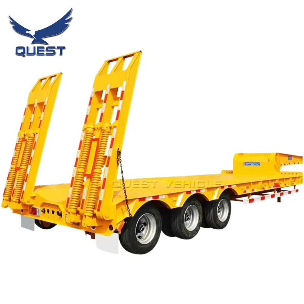 Heavy Duty Steel Flatbed Semi Trailer New Multi Axle Transport for Excavator Machinery Low Bed Truck Trailers