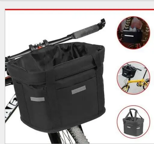 dog bike bag with Reflective Strips Detachable Handlebar Front Basket Pet Cat Dog Carrier Bag Commuting Shopping Handbag