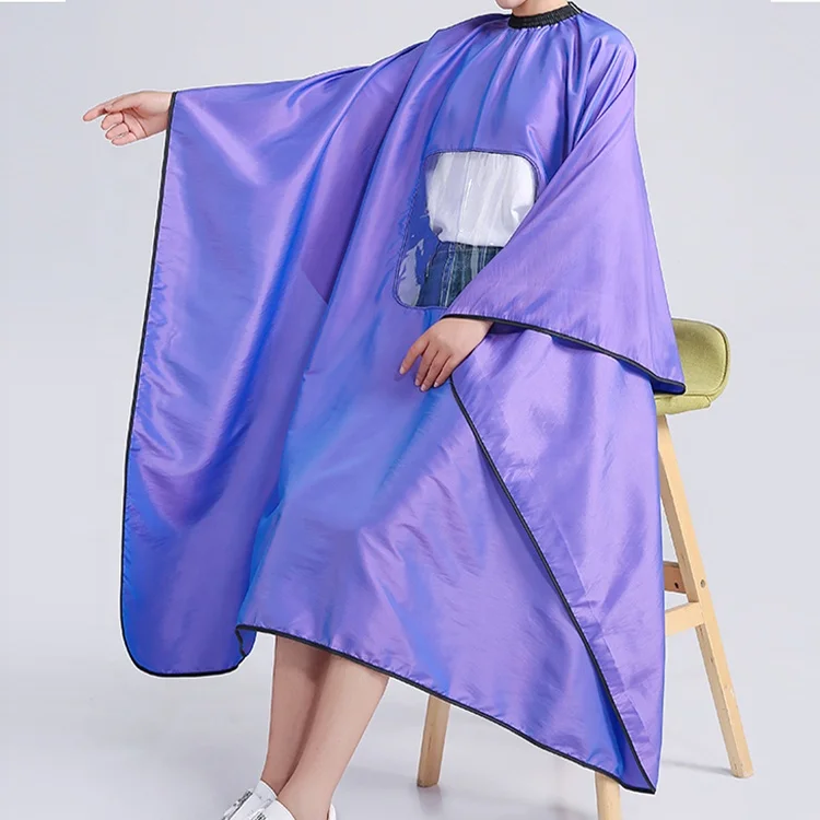 Professional Plain Barber Cape With Clear Window Logo