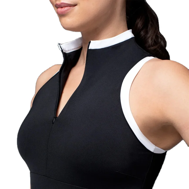 Fashion Sportswear Wear Split Front Golf Skirt With Invisible Front Zipper Splice Tennis Dress