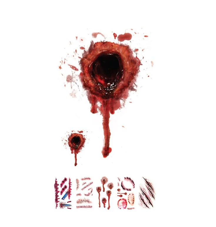 DIY Custom Tattoo Sticker Halloween Realistic Tattoo Scars Blood Wounds Stickers Body Scar Tattoo Sticker