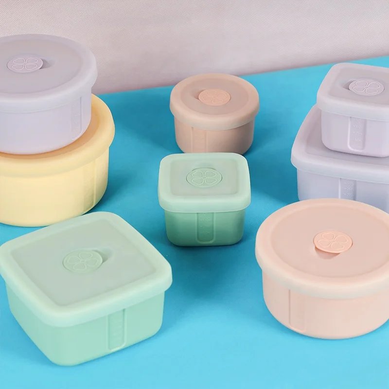 BPA Free Food Grade Microwave Oven Safe Easy Grip Leak Proof Silicone Food Storage Containers