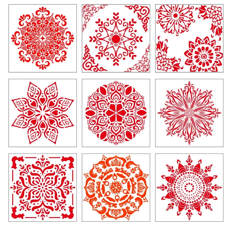 Fashion New Amazon  laser cut PET plastic custom large wall paint airbrush mandala stencils wall stencil templates