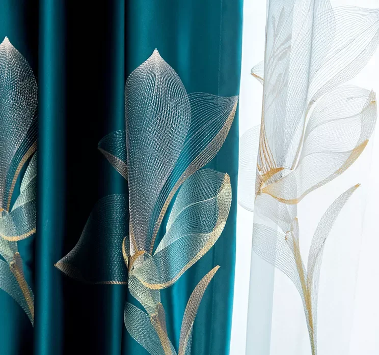 Luxury style embroidered blackout curtains embroidery window sheer simple modern style curtains for the living room