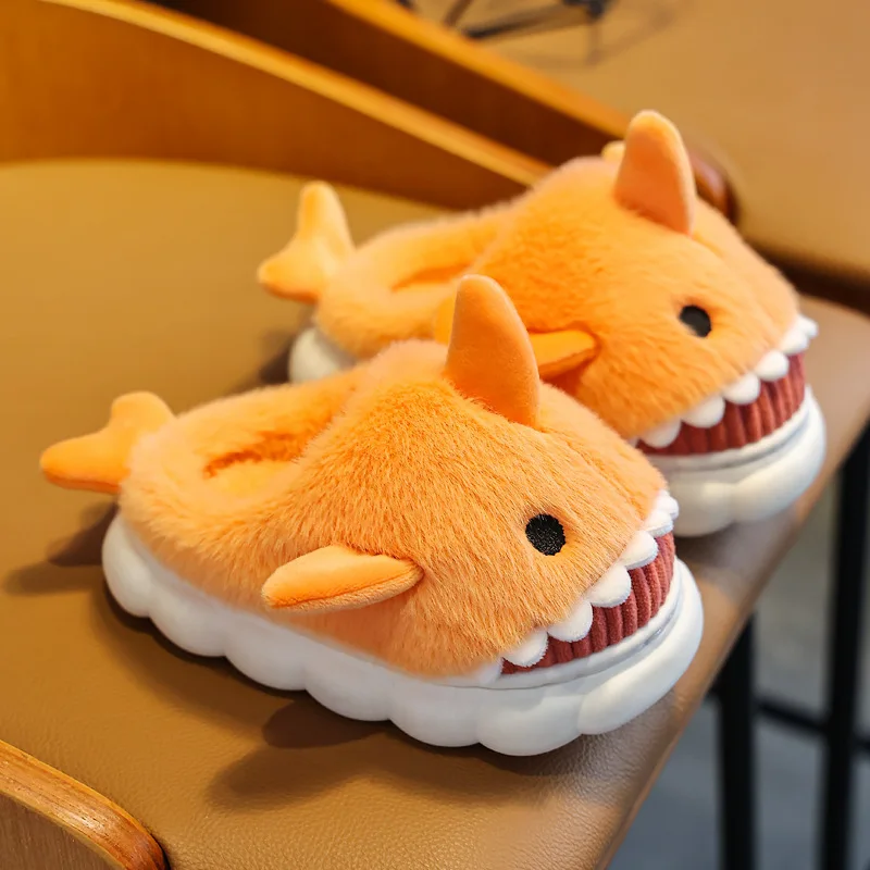 Winter Hot Selling Women And Men Kids Toddler House Slippers Funny Shark Slippers Boy Adult Cute Plush Cotton Home Slippers