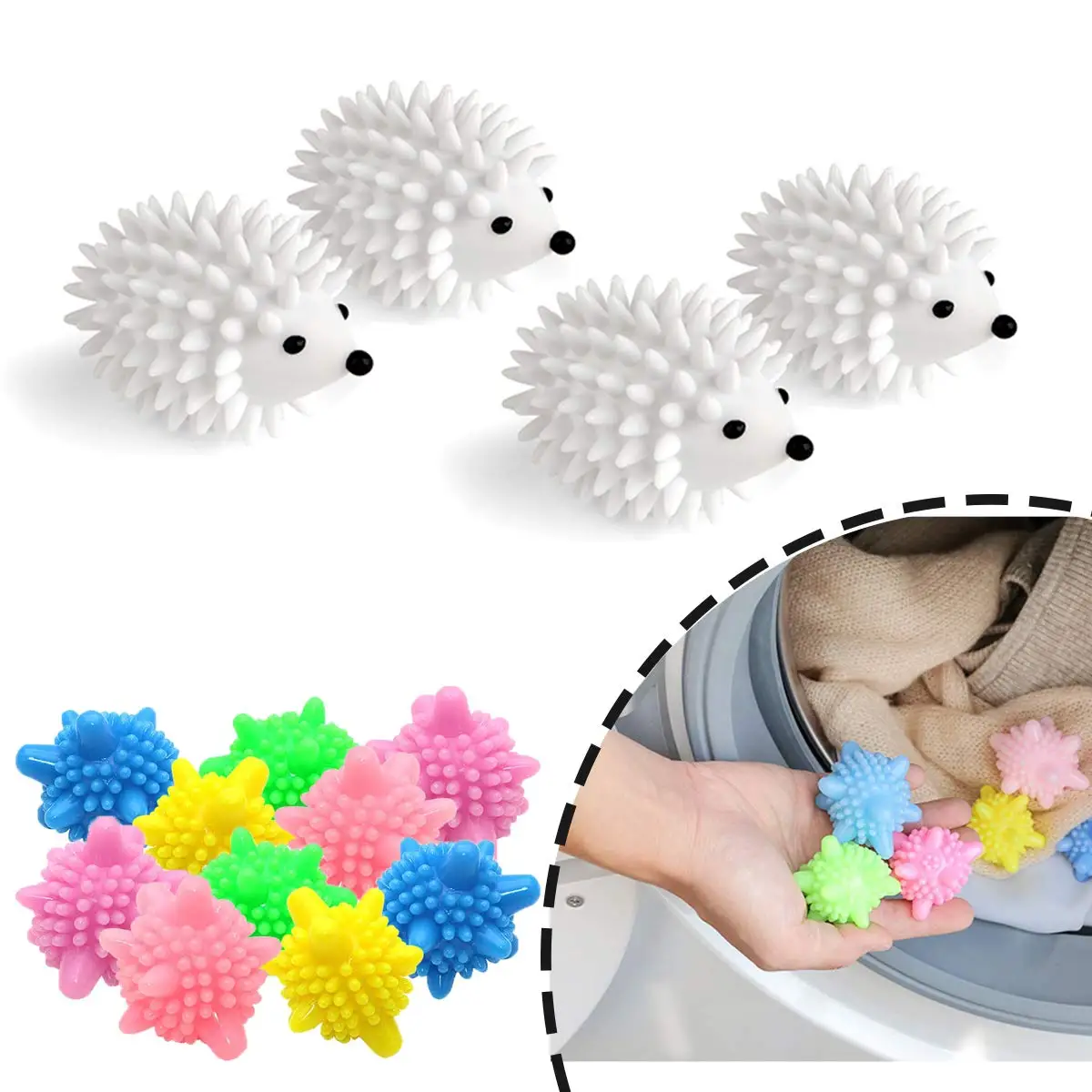 Hedgehog Reusable Laundry Washing Machine Balls for Washing Machine Anti Static Porcupine Sweater Fabric Softener Wrinkles