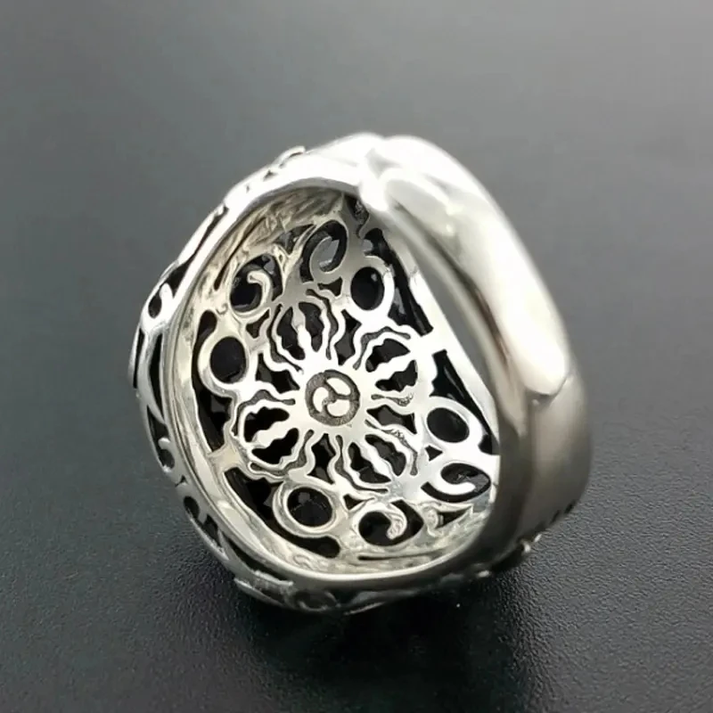 925 sterling silver Fashionable Wholesale Vintage Antique Silver Color Resin Gemstone Dubai Couple Wedding Rings For Women Men