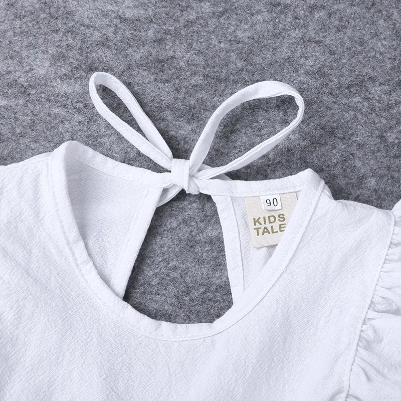 
summer baby solid color cotton and linen girls dresses girls adorable causal fly sleeve dress baby clothes 