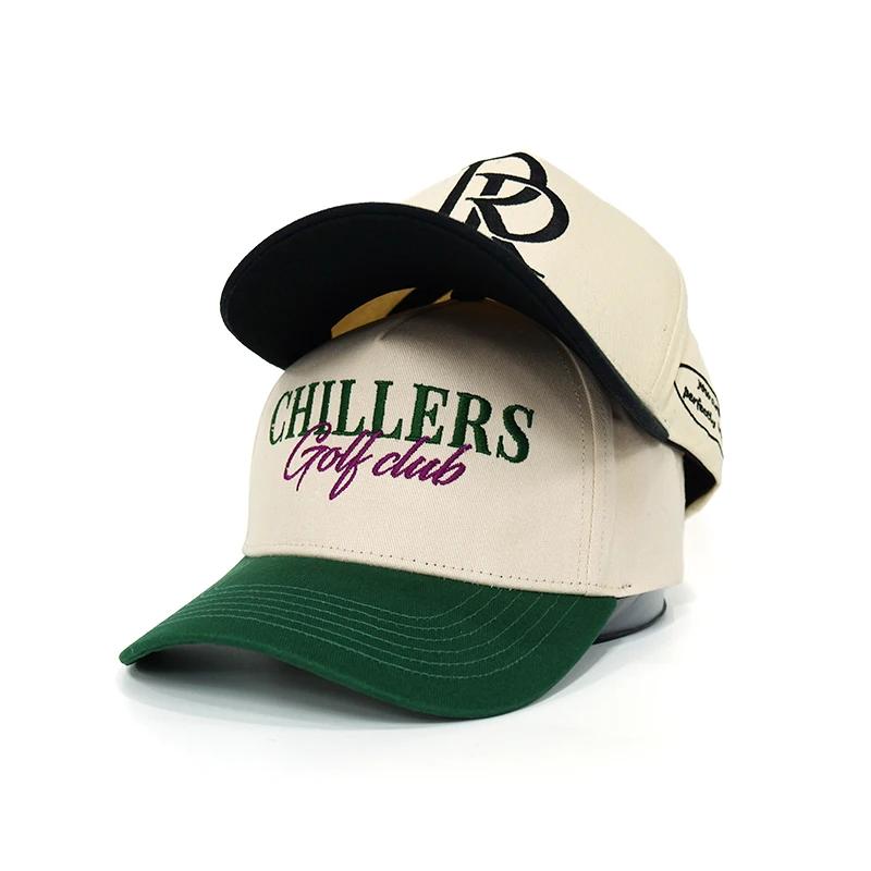 High Quality Wholesale 100% Cotton 5 Panels 3D custom embroidered Logo Hat Two Tone Baseball Cap Men Fashion Sport Cap