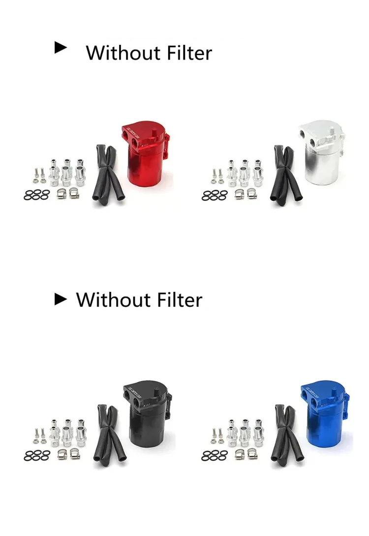 Oil Catch Reservoir Breather Can Tank +Filter Kit Cylinder Aluminum Engine Black