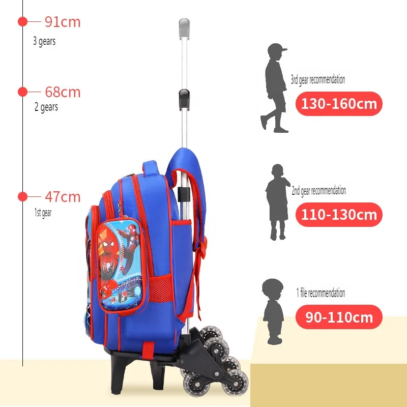 School supplies wholesale mochila girl backpack kids trolley school bag with wheels and handle
