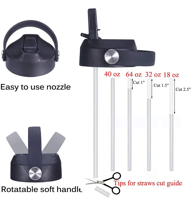 Wholesale Stainless Steel Water Bottle Leaking-Proof Wide Mouth Vacuum FLask Straw Lids