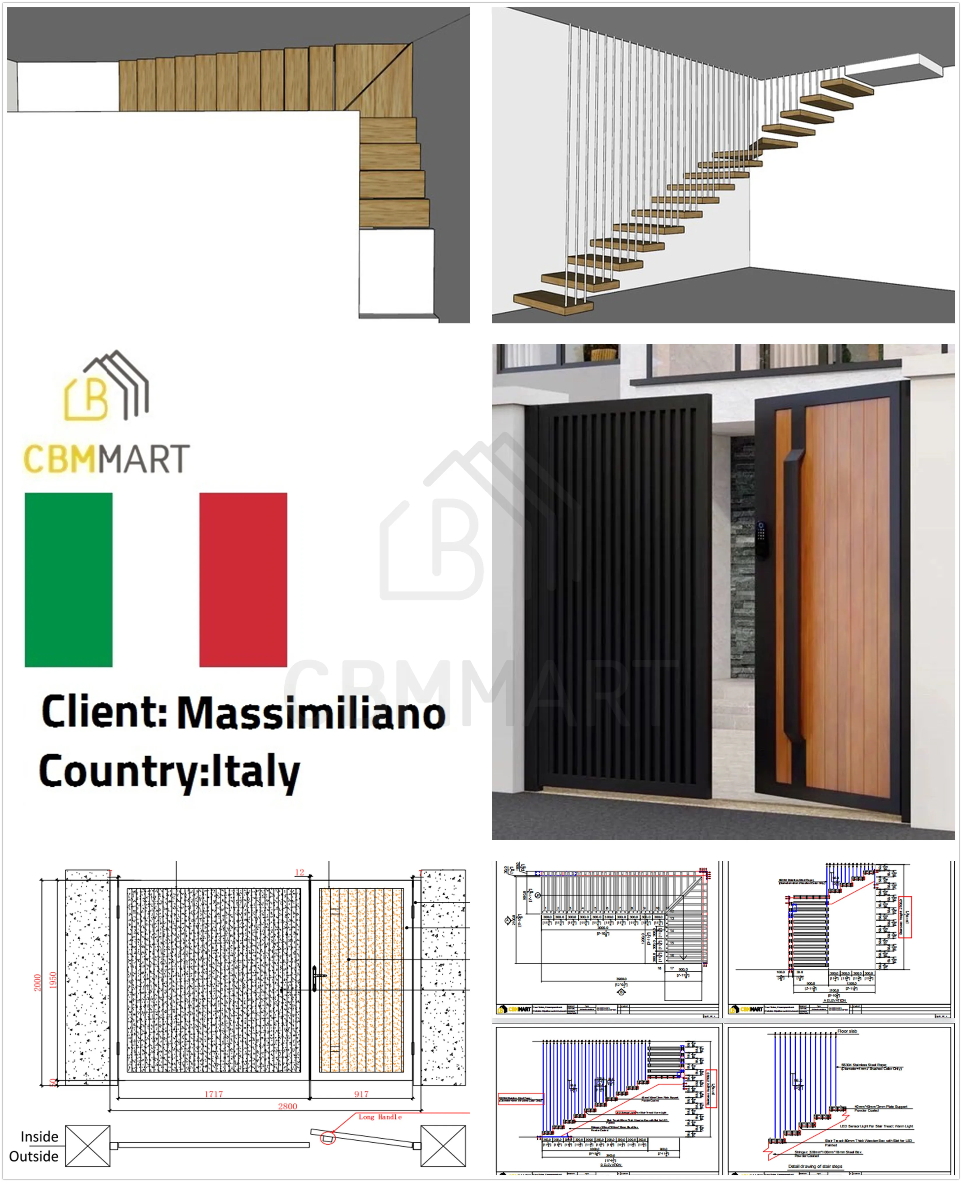 CBMmart причудливая безопасная внутренняя Березовая лестница из массива дерева с забором для виллы квартирный дом
