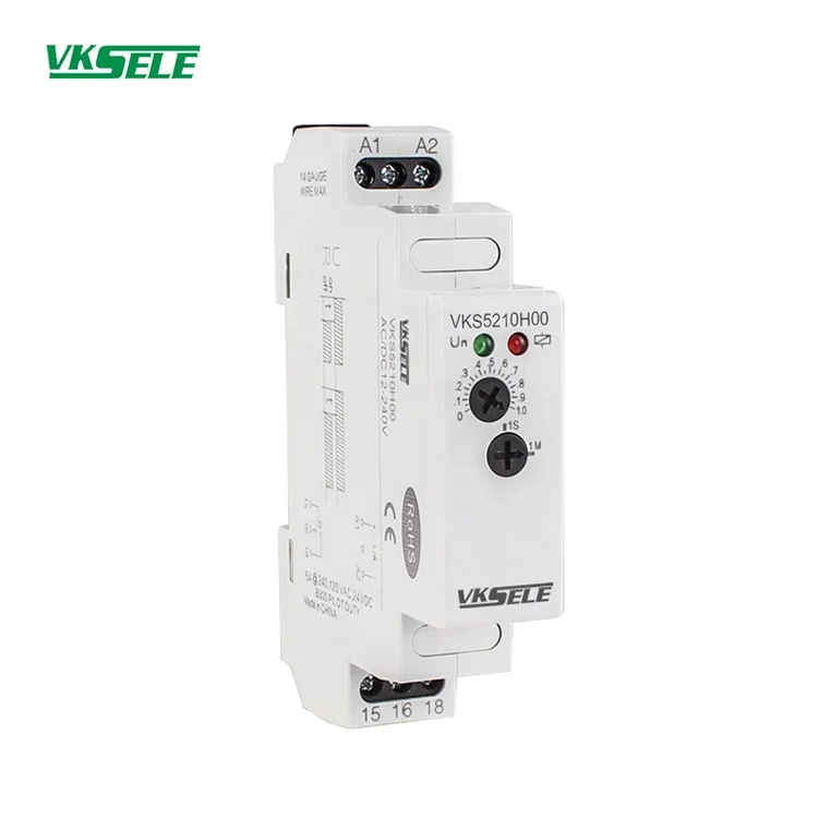 Modular time relay VKS5210H00 15A DIN rail timer relay AC/DC 12-240V adjustable