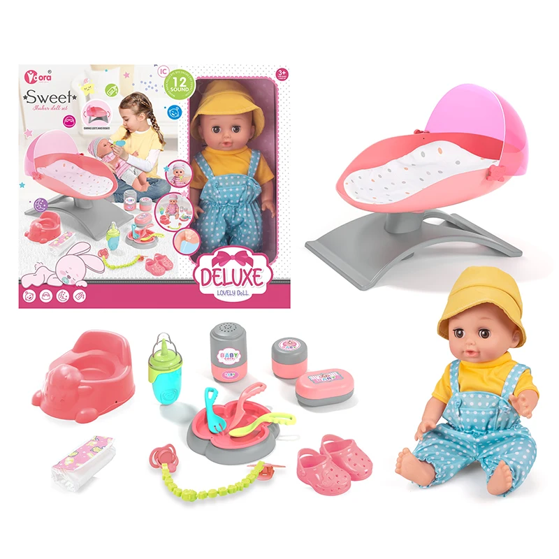 12 Sounds 14 Inch Cute Reborn Drinking Water Pee Baby Doll Sets for Sale Pretend Play Toys for Kids Girls Dolls Accessories Toys