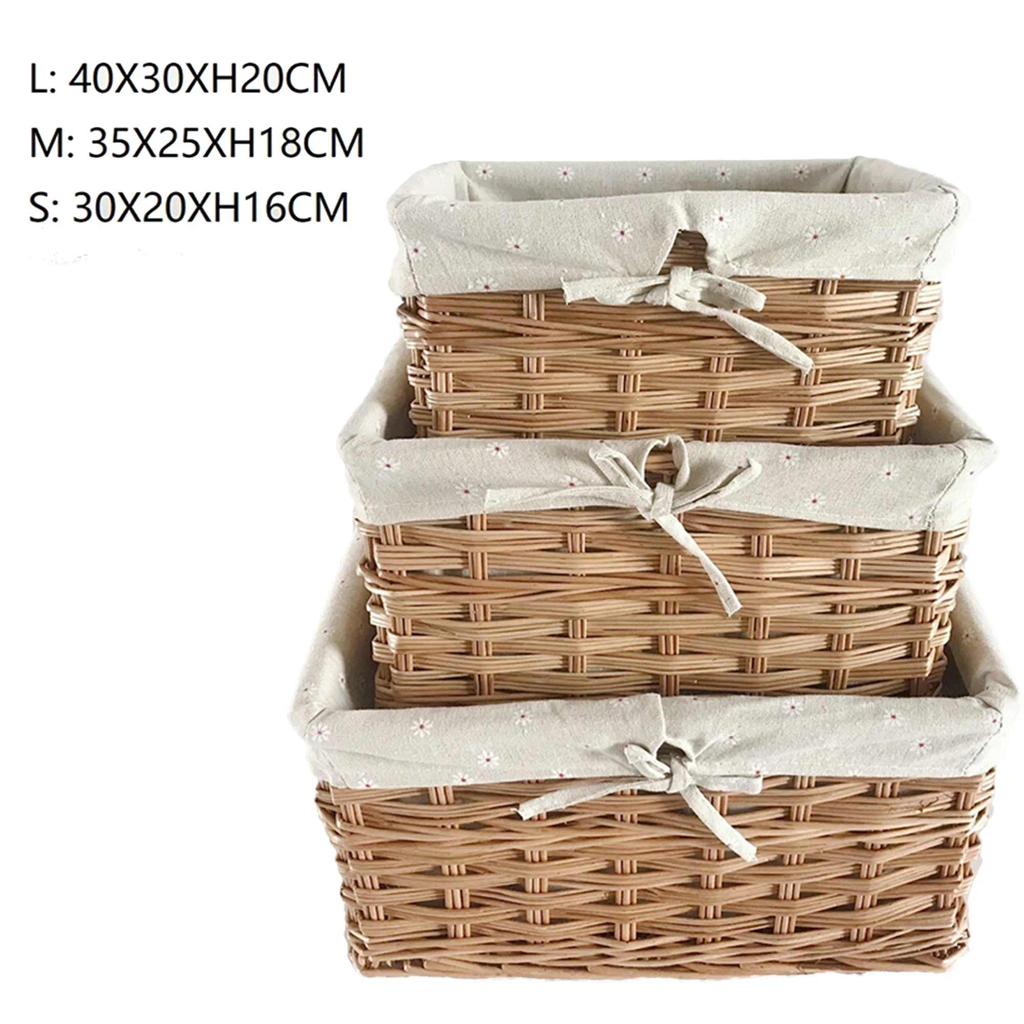 Handmade Woven Storage Wicker Basket Kitchen Home Bread Storage Willow Basket with Fabric Liner Storage Wicker Basket